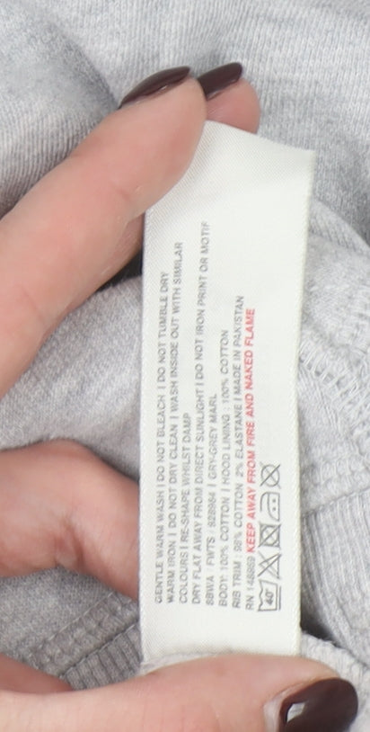 Fat Face Women Grey Full Zip Hoodie Size 14 Organic Cotton Casual