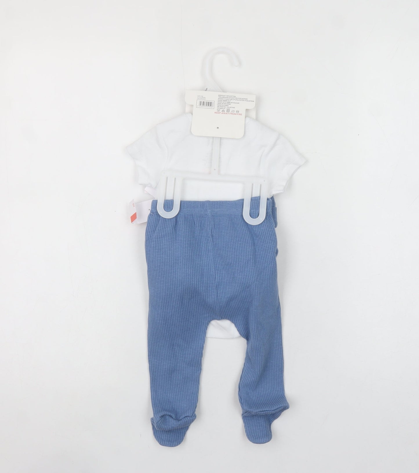DKNY Unisex Baby Blue 3-6 Months 4 Piece Bodysuit Outfit Set