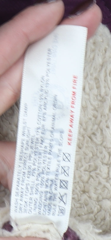 Fat Face Girls Purple Hooded Padded Gilet 10-11 Years Faux Fur Trim