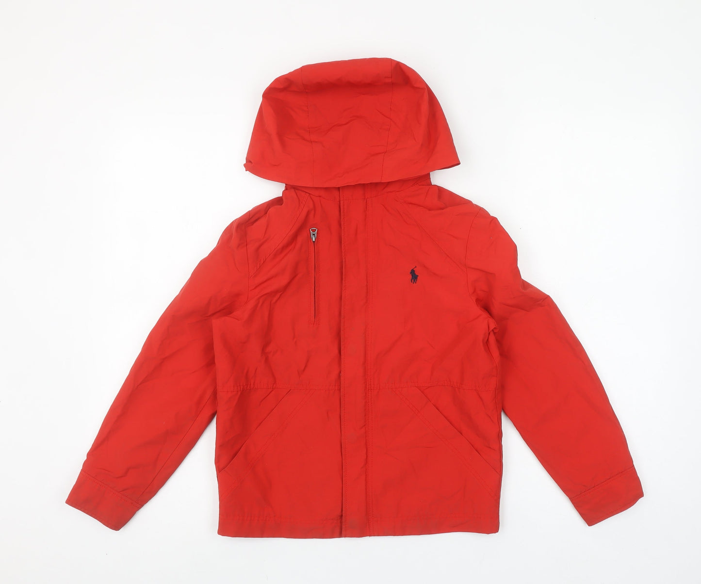 Polo Ralph Lauren Boys Red Hooded Windbreaker Jacket Size 8 Years