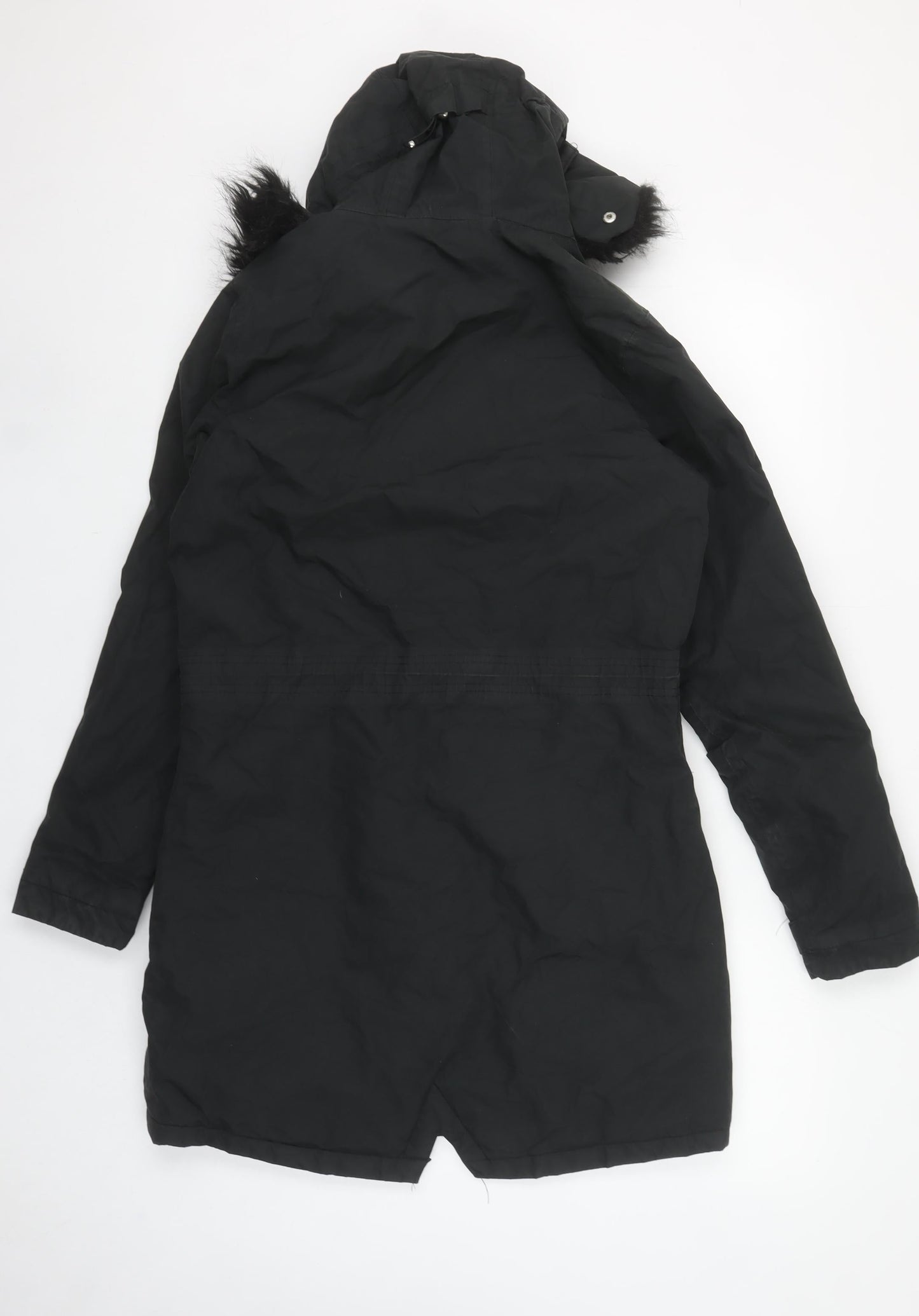 Regatta Women's Black Long Parka Coat UK 8 Hooded Fur Trim Winter Jacket