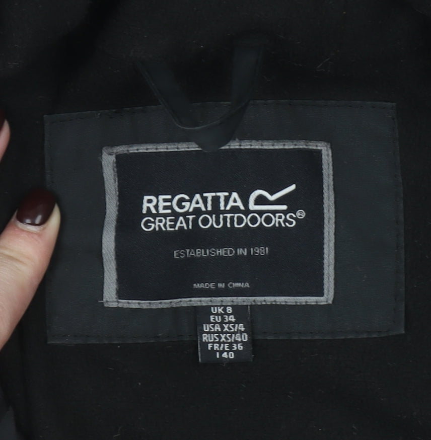 Regatta Women's Black Long Parka Coat UK 8 Hooded Fur Trim Winter Jacket