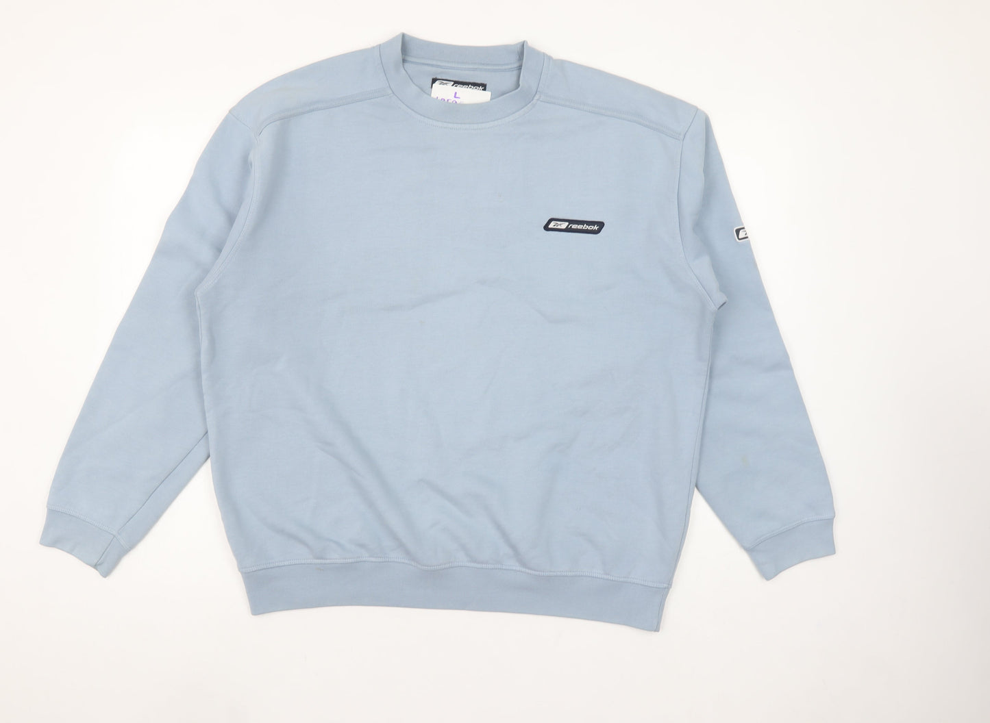 Reebok Men Blue Large Crew Neck Pullover Sweatshirt