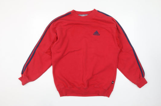 Adidas Mens Red Pullover Sweatshirt Small Crew Neck Sports Fleece