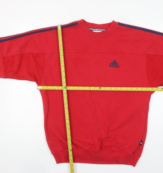 Adidas Mens Red Pullover Sweatshirt Small Crew Neck Sports Fleece