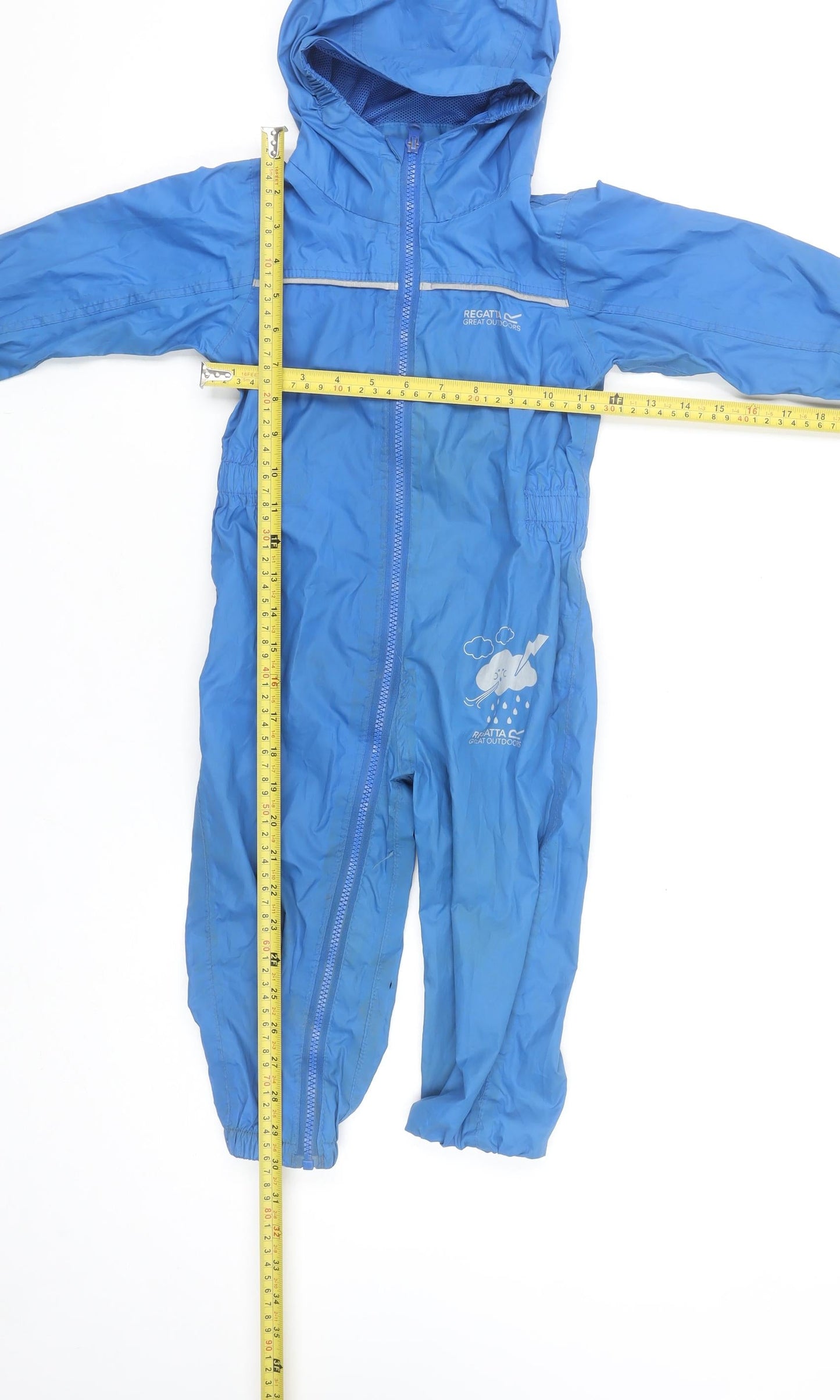 Regatta Boys Blue Waterproof Hooded Snowsuit 12-18 Months Full Zip Outdoor