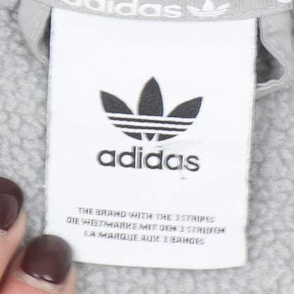 Adidas Men’s Grey Hooded Full Zip Fleece Jacket Size M