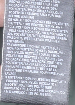 Superdry Womens Green Puffer Jacket Hooded Fur Trim Size 12