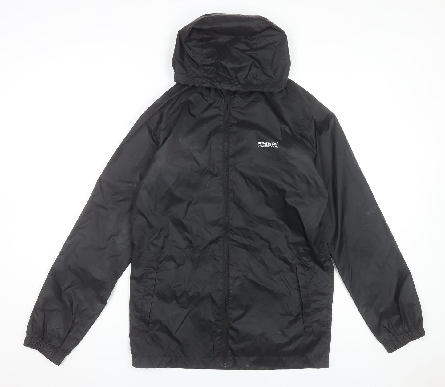 Regatta Men's Black Lightweight Waterproof Hooded Windbreaker Jacket Size S