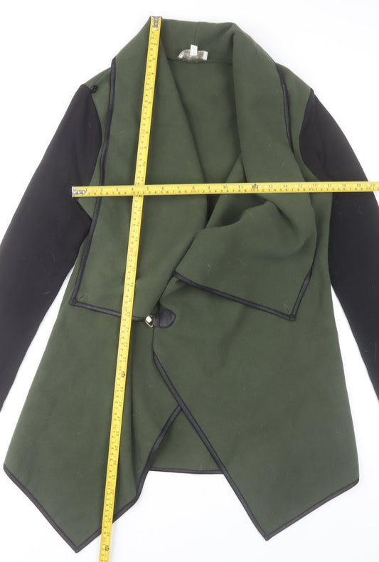 Apricot Women’s Green Coatigan S Basic Open Front Mid Length Jacket