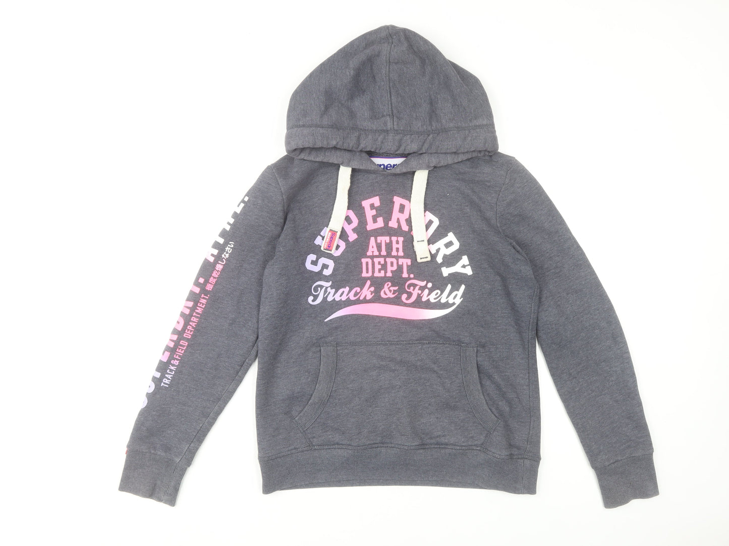 Superdry Women's Grey Hoodie Size 12 Track & Field Pullover