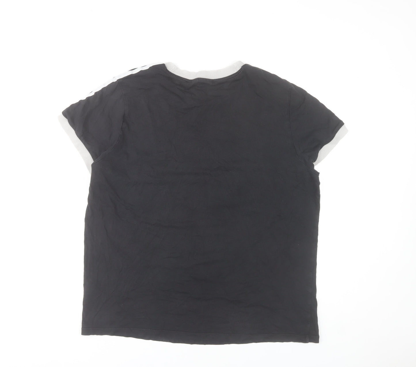 Adidas Women Black Short Sleeve Crew Neck Cotton T-Shirt Size 14 UK