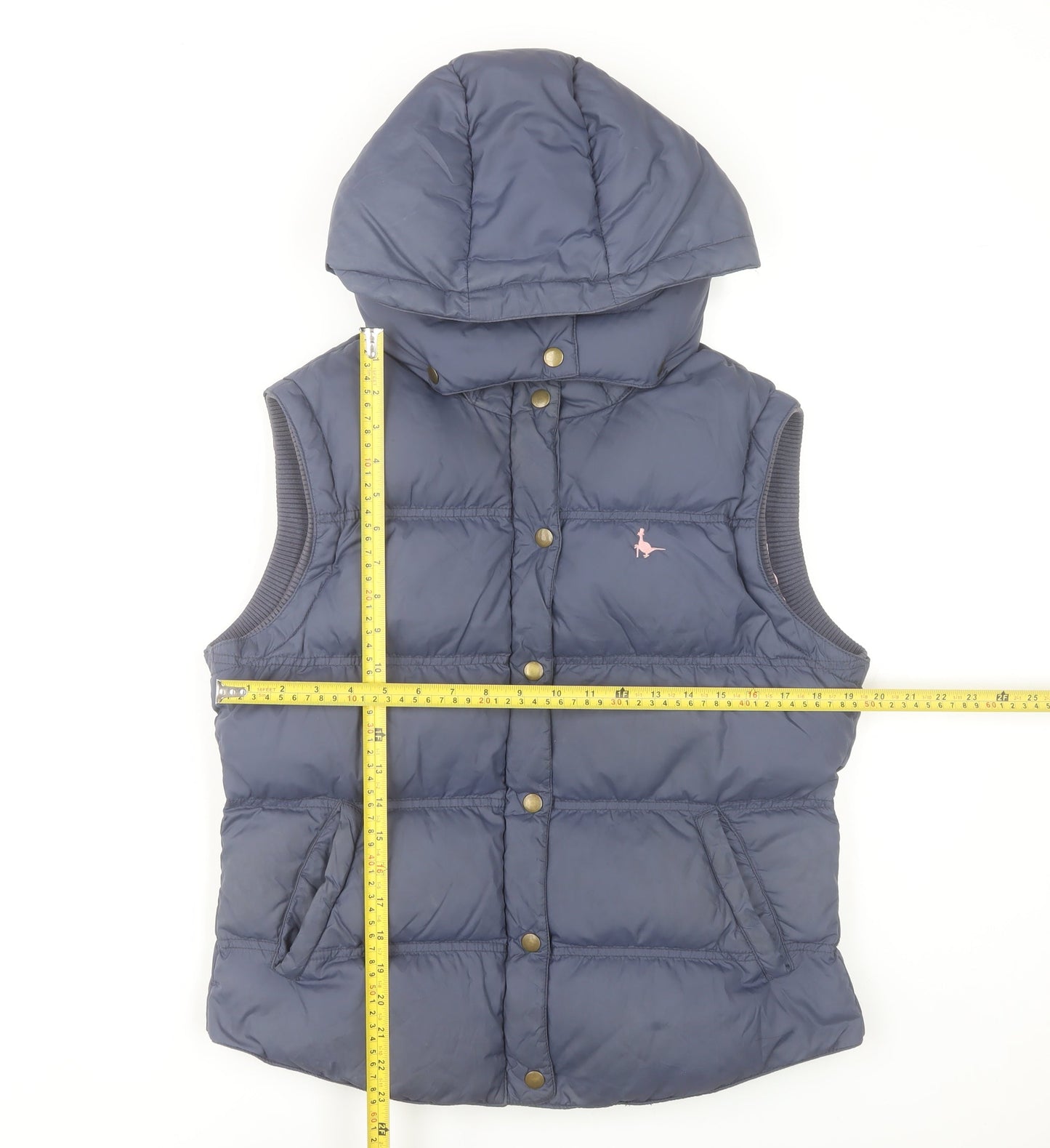Jack Wills Womens Blue Hooded Puffer Gilet Size 14 Waistcoat