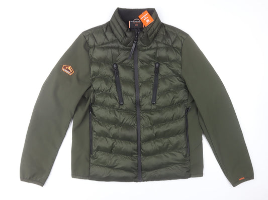 Superdry Men's Green 2XL Puffer Jacket Softshell Zip Outdoor Coat
