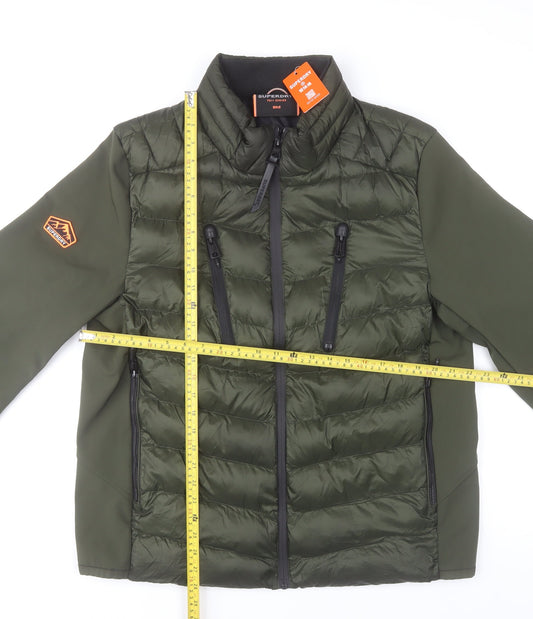 Superdry Men's Green 2XL Puffer Jacket Softshell Zip Outdoor Coat