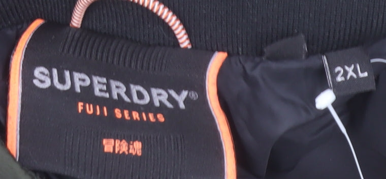 Superdry Men's Green 2XL Puffer Jacket Softshell Zip Outdoor Coat