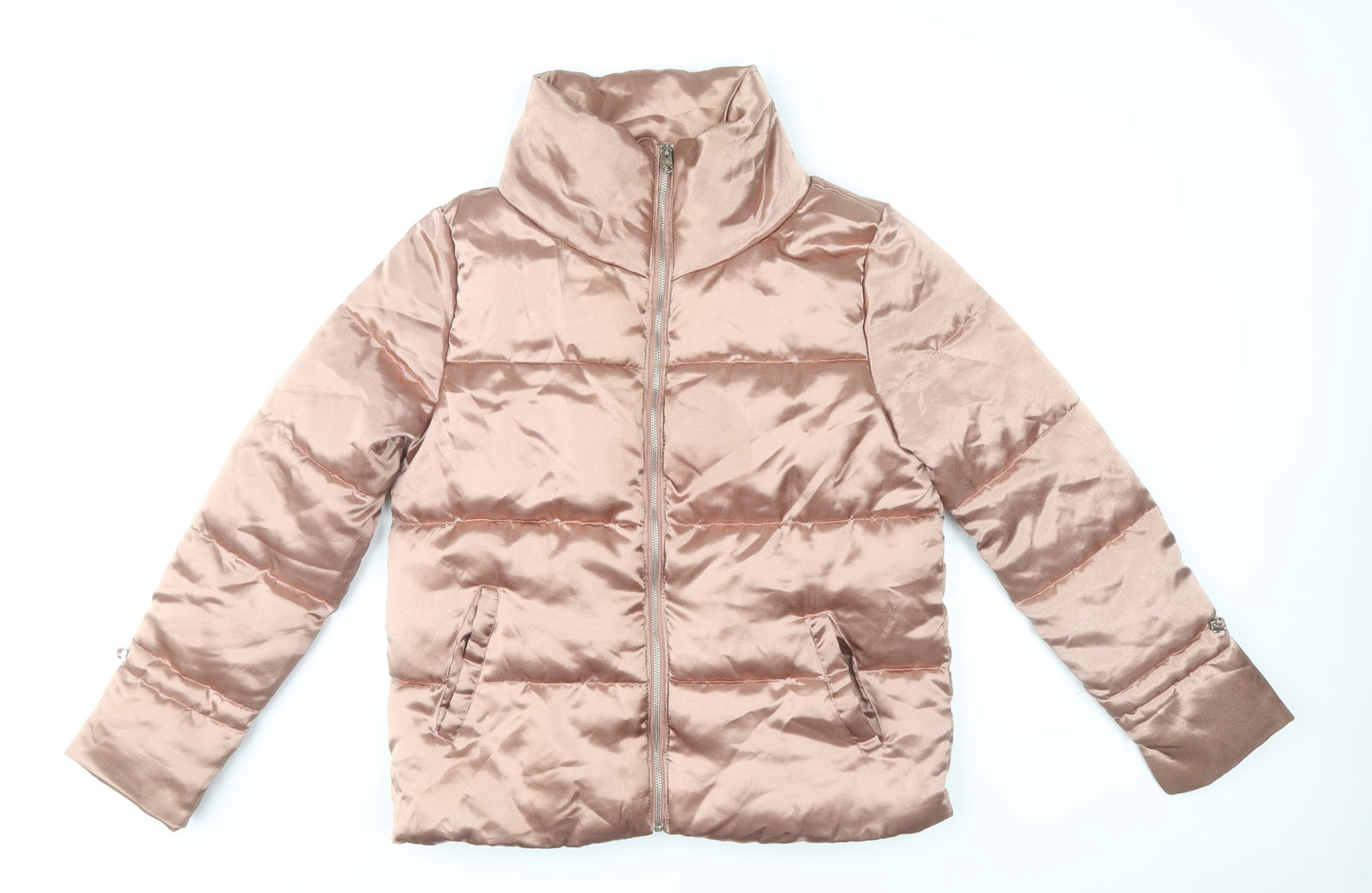 Tokyo Laundry Women Pink Puffer Jacket Size 12 Quilted Polyester Winter Coat