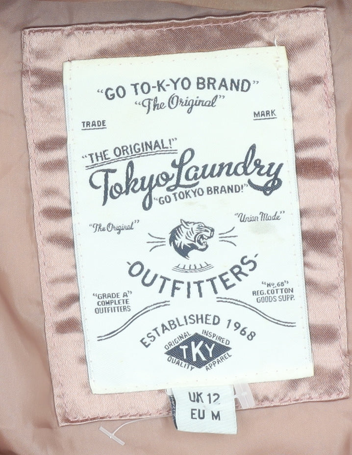 Tokyo Laundry Women Pink Puffer Jacket Size 12 Quilted Polyester Winter Coat