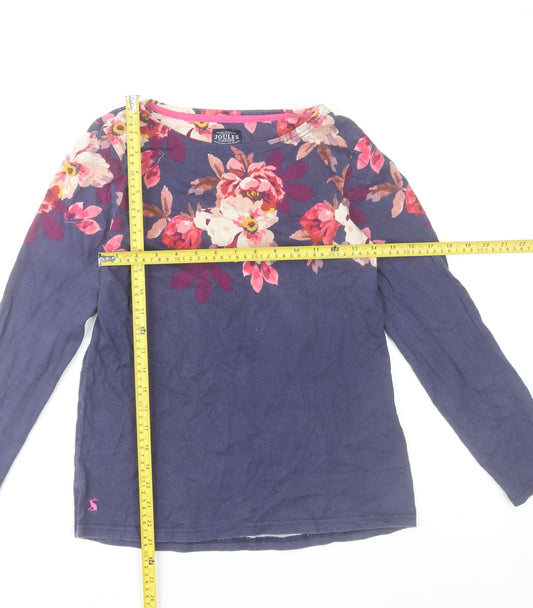 Joules Womens Blue Floral Long Sleeve Cotton Top UK 10