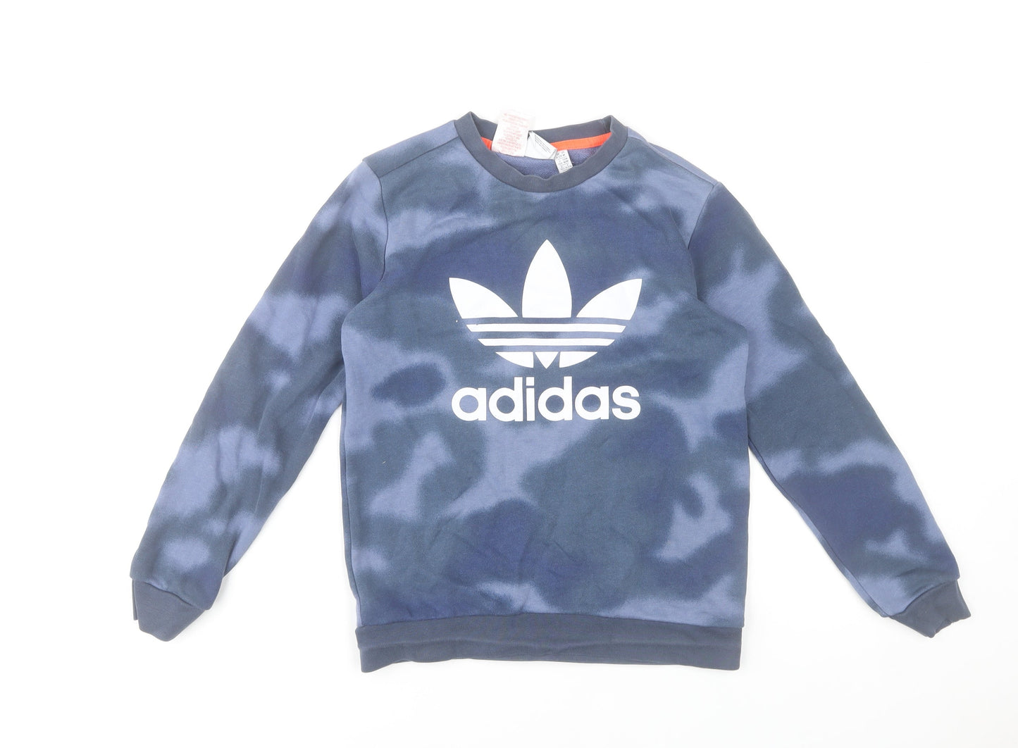 Adidas Boys Blue Sweatshirt 11-12 Years Pullover Crew Neck Logo Print