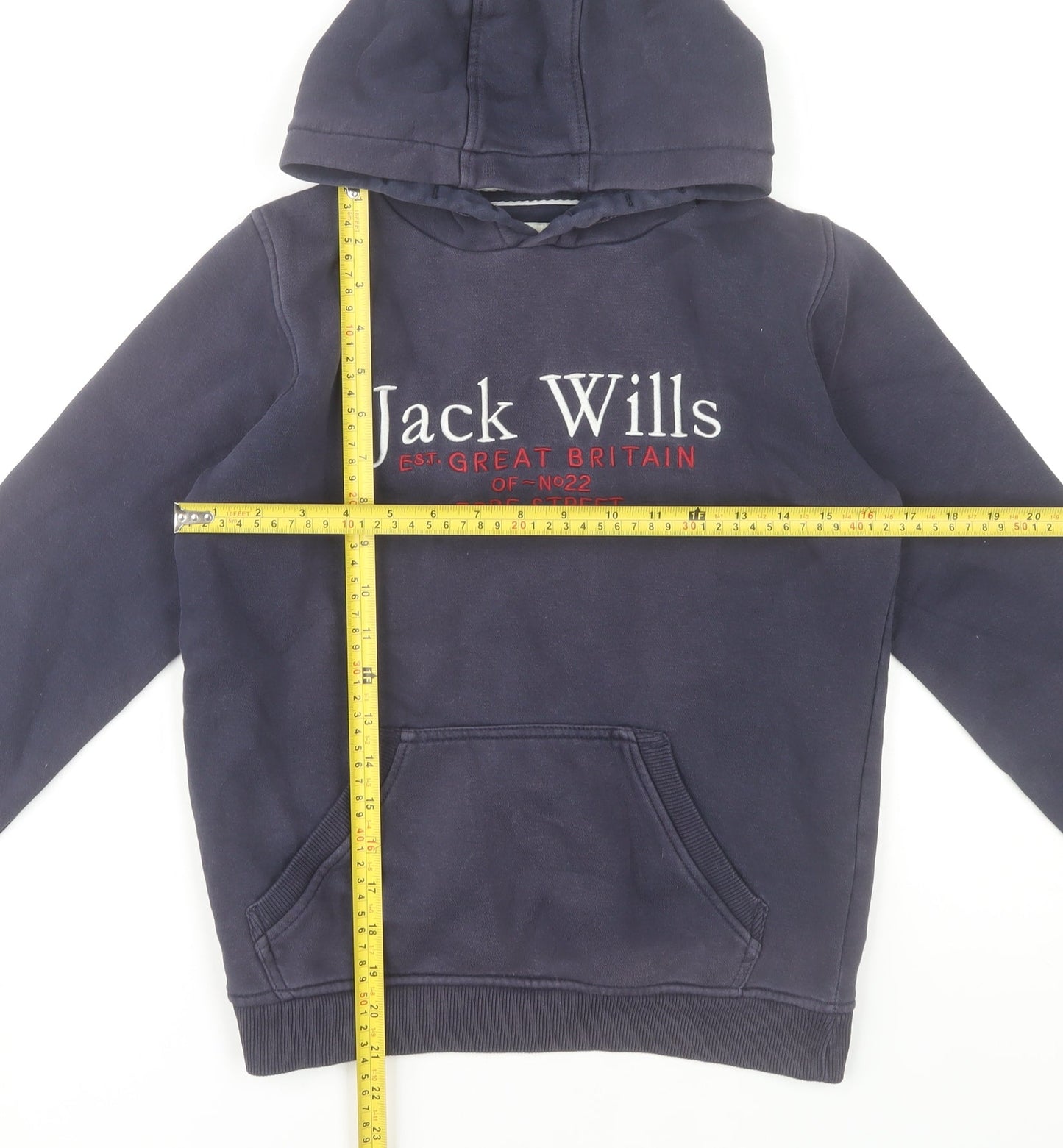 Jack Wills Boys Navy Blue Pullover Hoodie 10-11 Years Cotton Blend