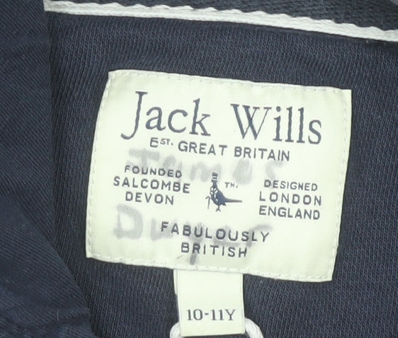 Jack Wills Boys Navy Blue Pullover Hoodie 10-11 Years Cotton Blend