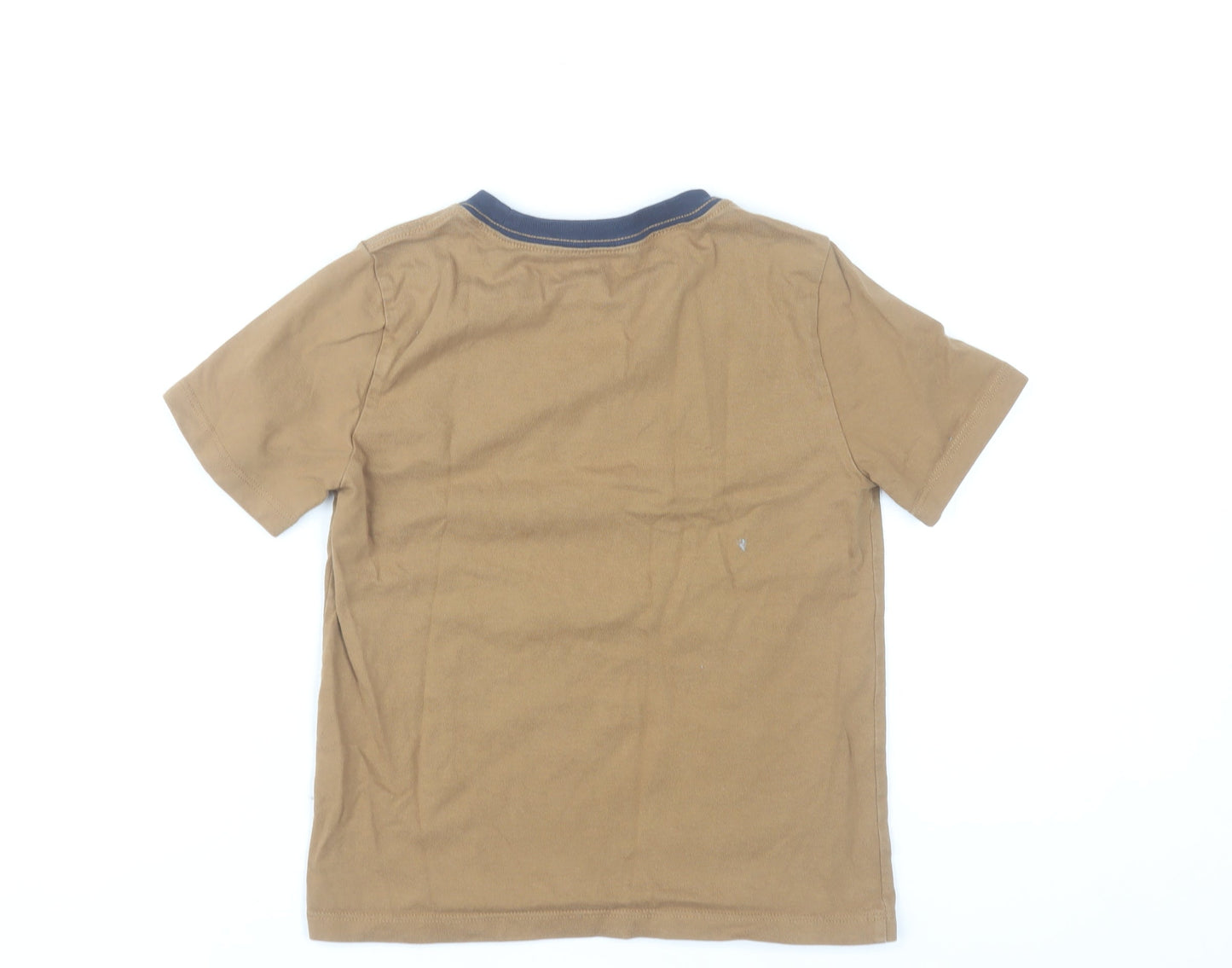 Tommy Hilfiger Boys Brown Logo T-Shirt Size 6-7 Years Crew Neck Short Sleeve