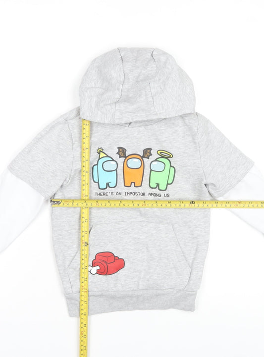 Among Us Boys Grey Graphic Pullover Hoodie Size 5-6 Years Cotton Blend