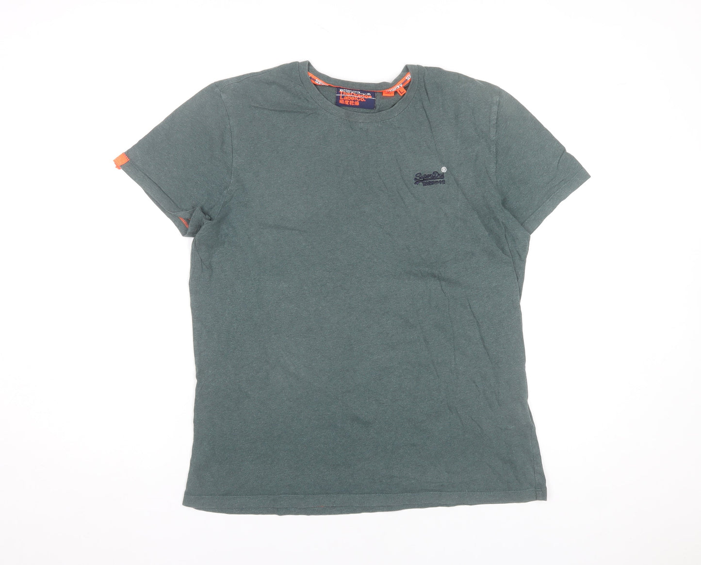 Superdry Men's Green Crew Neck Cotton T-Shirt Size L