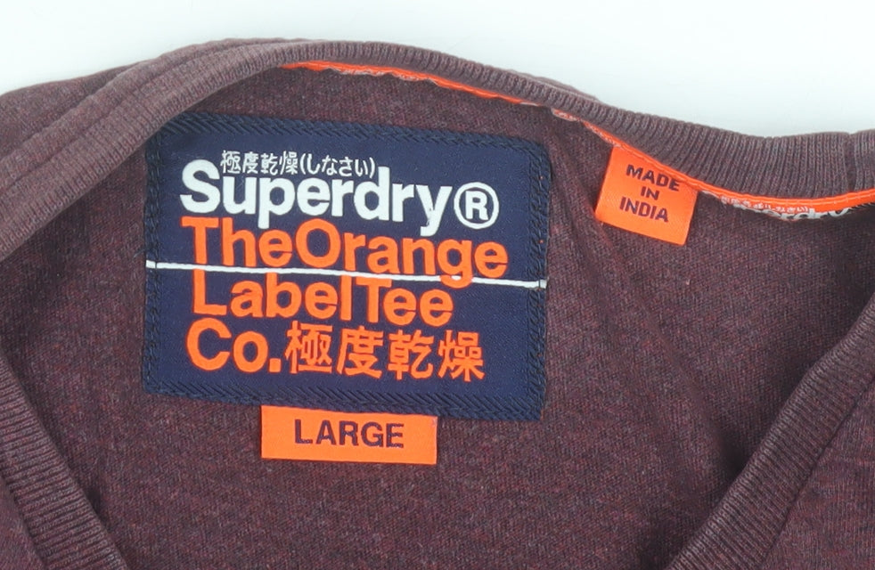 Superdry Men's Brown Orange Label Short Sleeve Crew Neck T-Shirt Size L