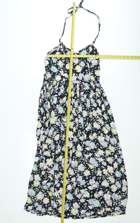 Mandy Marsh Women's Multicoloured Floral Halter Knee Length Dress Size 10