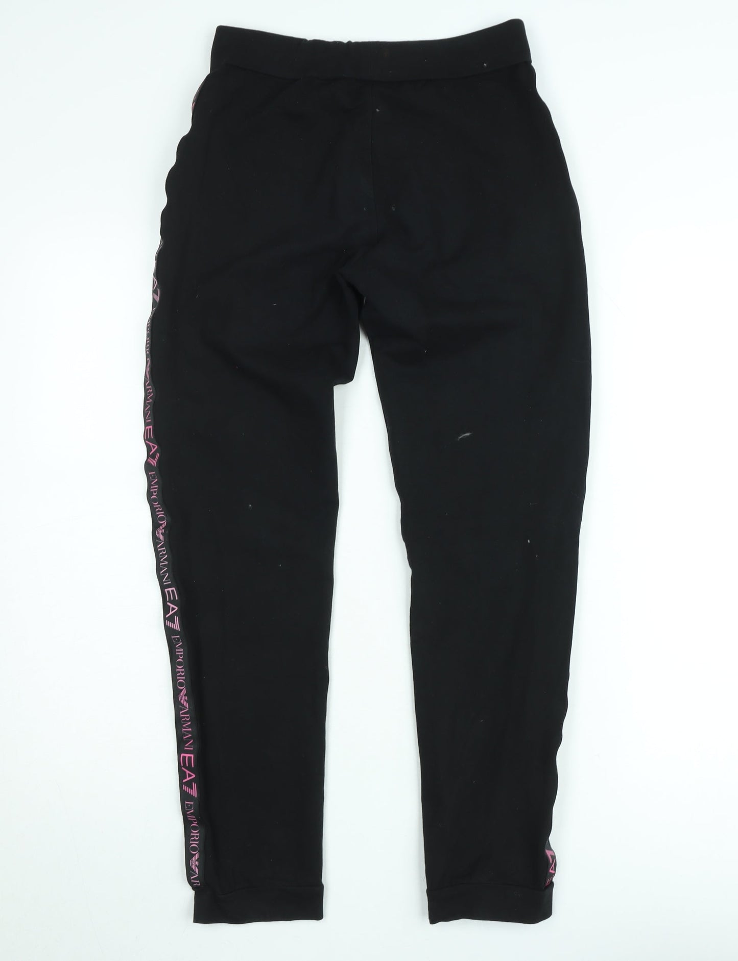 Emporio Armani EA7 Teen Black Joggers Size 14 Slim Fit Cotton Blend