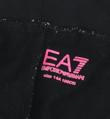 Emporio Armani EA7 Teen Black Joggers Size 14 Slim Fit Cotton Blend