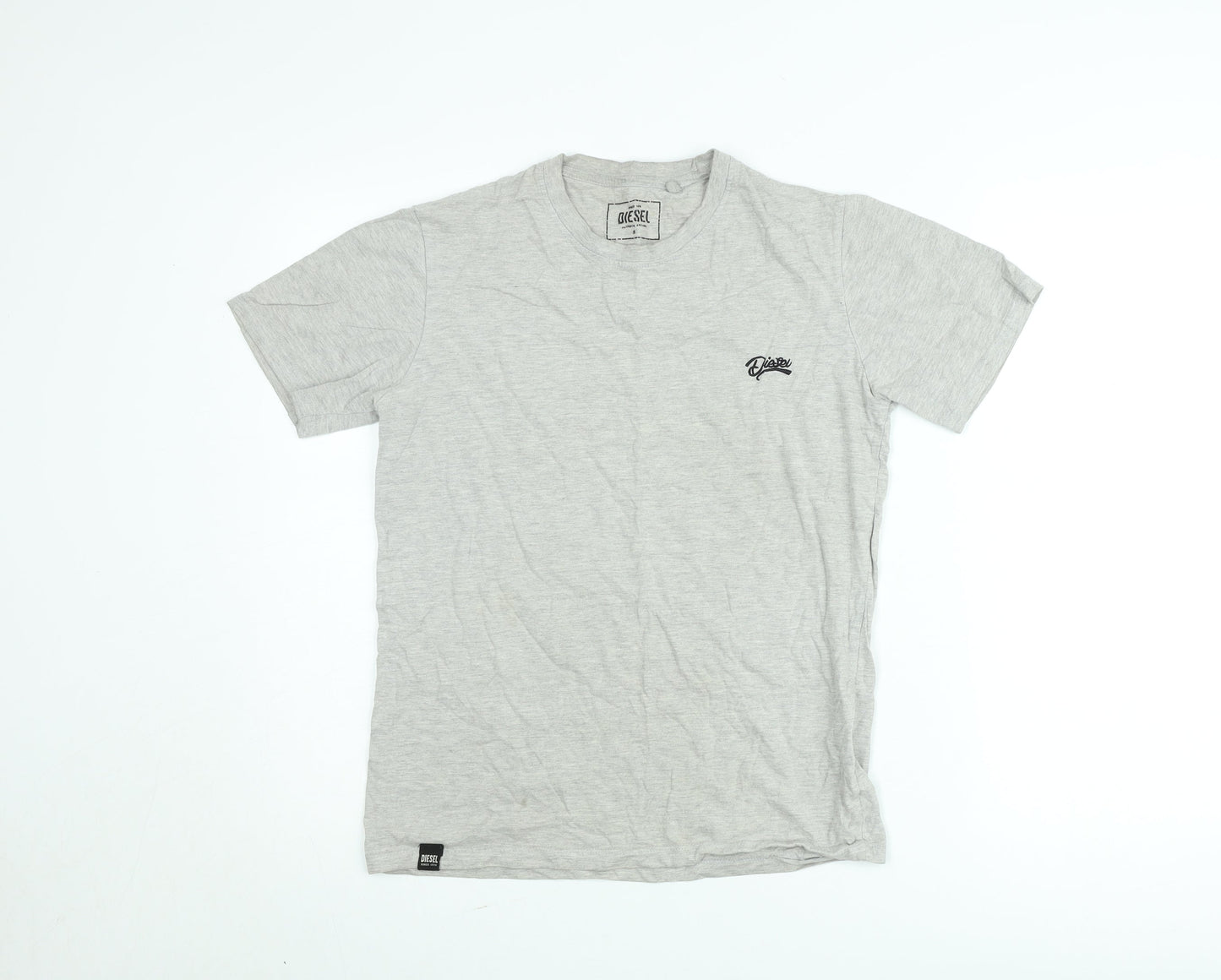 Diesel Men's Grey Crew Neck Short Sleeve Cotton T-Shirt Small