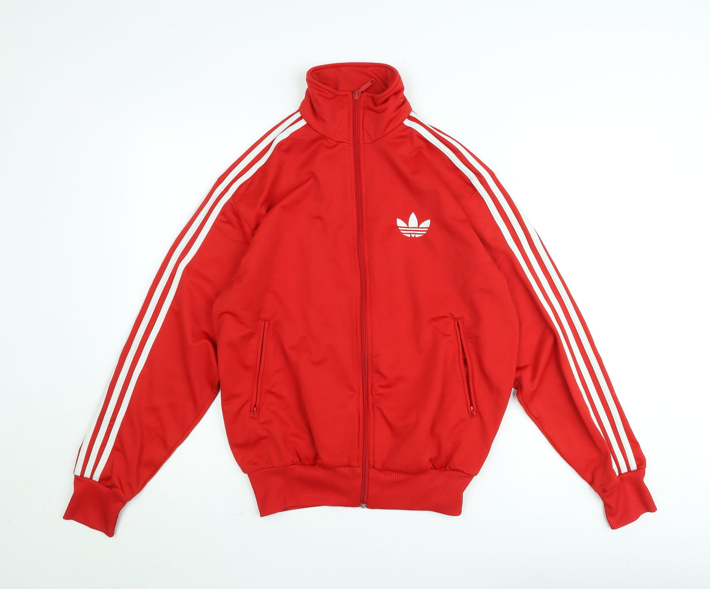 Adidas Men's Red Bomber Track Jacket Size M Full Zip Retro Style