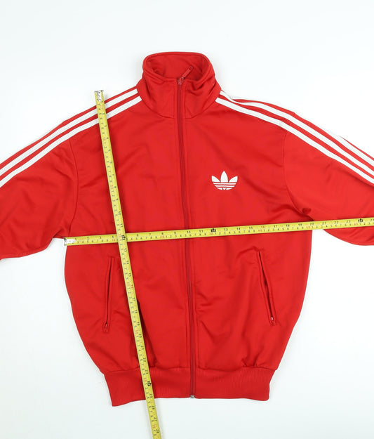 Adidas Men's Red Bomber Track Jacket Size M Full Zip Retro Style