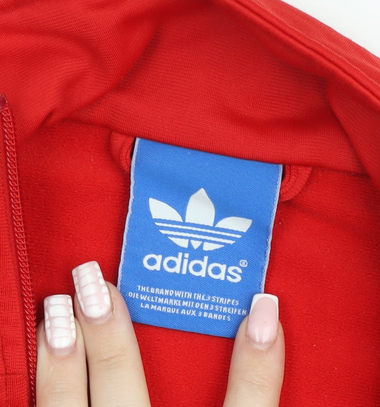 Adidas Men's Red Bomber Track Jacket Size M Full Zip Retro Style