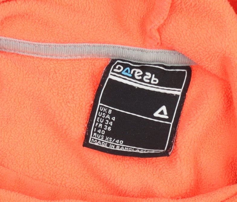 Dare 2B Women's Orange Hooded Pullover Fleece Hoodie Size UK 8