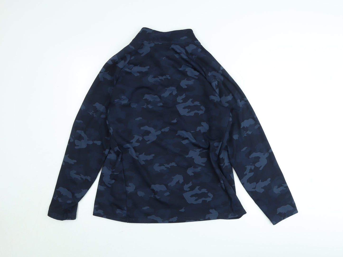 Diesel Women Blue Camouflage Pullover 1/4 Zip Sweatshirt Size M