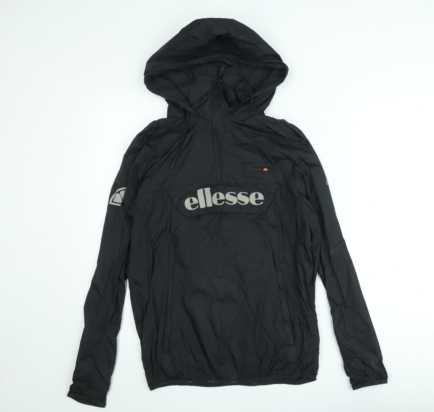 Ellesse Men's Black XS Windbreaker Hooded 1/4 Zip Jacket