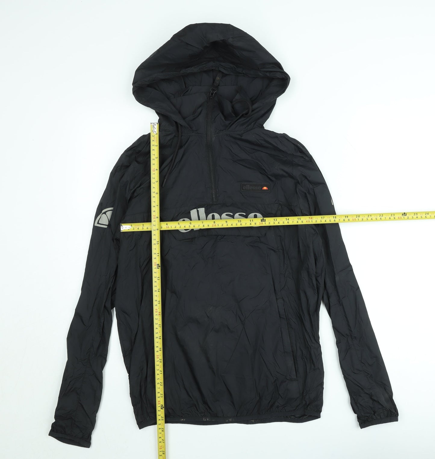 Ellesse Men's Black XS Windbreaker Hooded 1/4 Zip Jacket