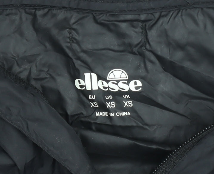 Ellesse Men's Black XS Windbreaker Hooded 1/4 Zip Jacket