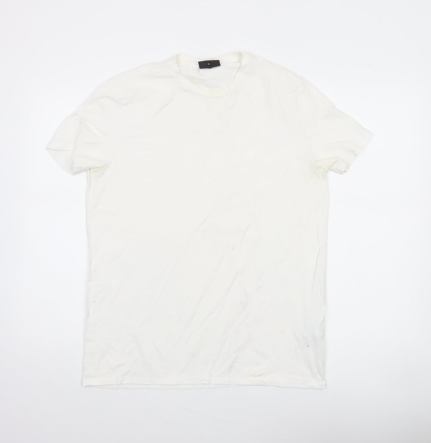 Emporio Armani Men's White XL Crew Neck Cotton Stretch T-Shirt