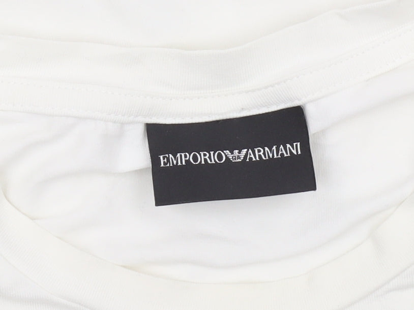 Emporio Armani Men's White XL Crew Neck Cotton Stretch T-Shirt