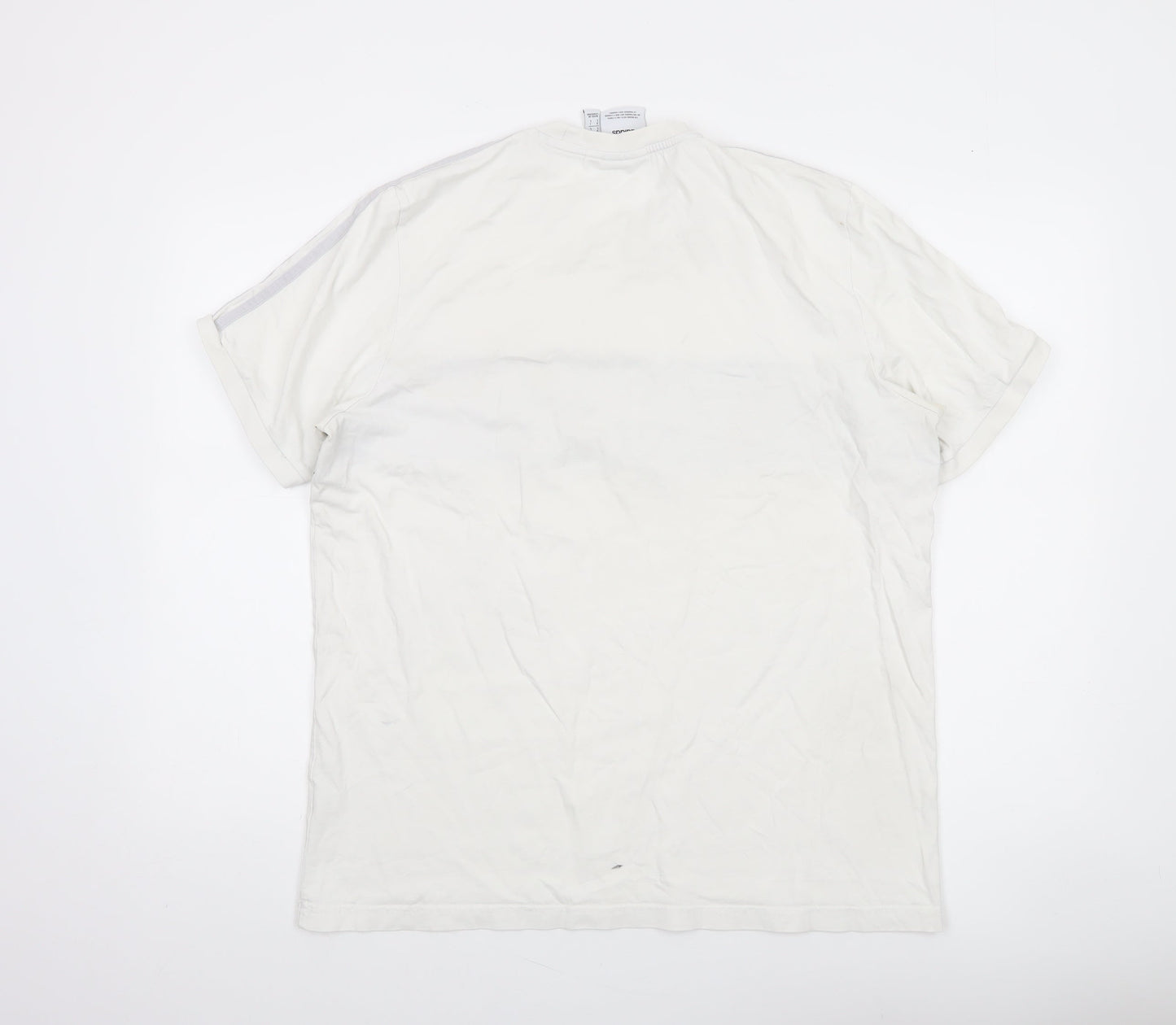 Adidas Mens White Grey Crew Neck Short Sleeve Sports T-Shirt L