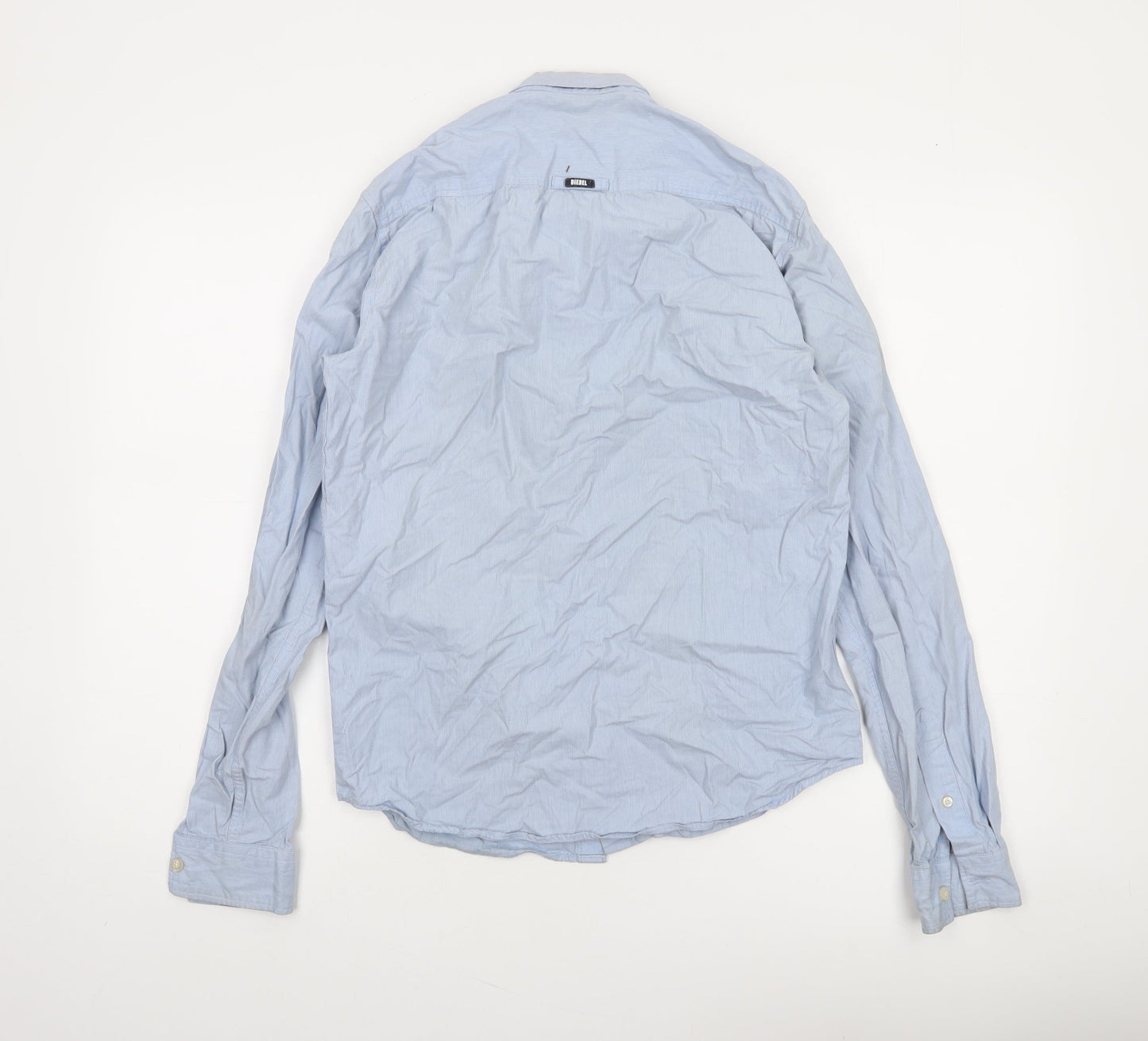 Diesel Men's Blue Cotton Button-Up Long Sleeve Casual Shirt S