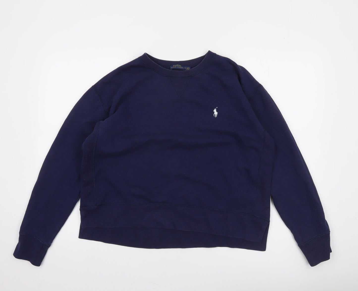 Polo Ralph Lauren Women's Navy Blue Cotton Blend Crew Neck Sweatshirt M