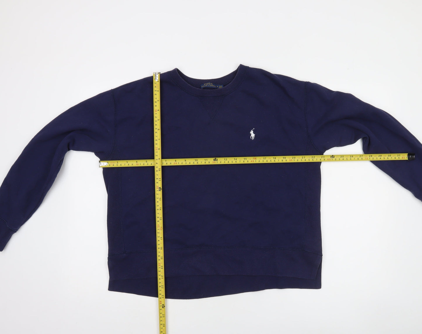 Polo Ralph Lauren Women's Navy Blue Cotton Blend Crew Neck Sweatshirt M