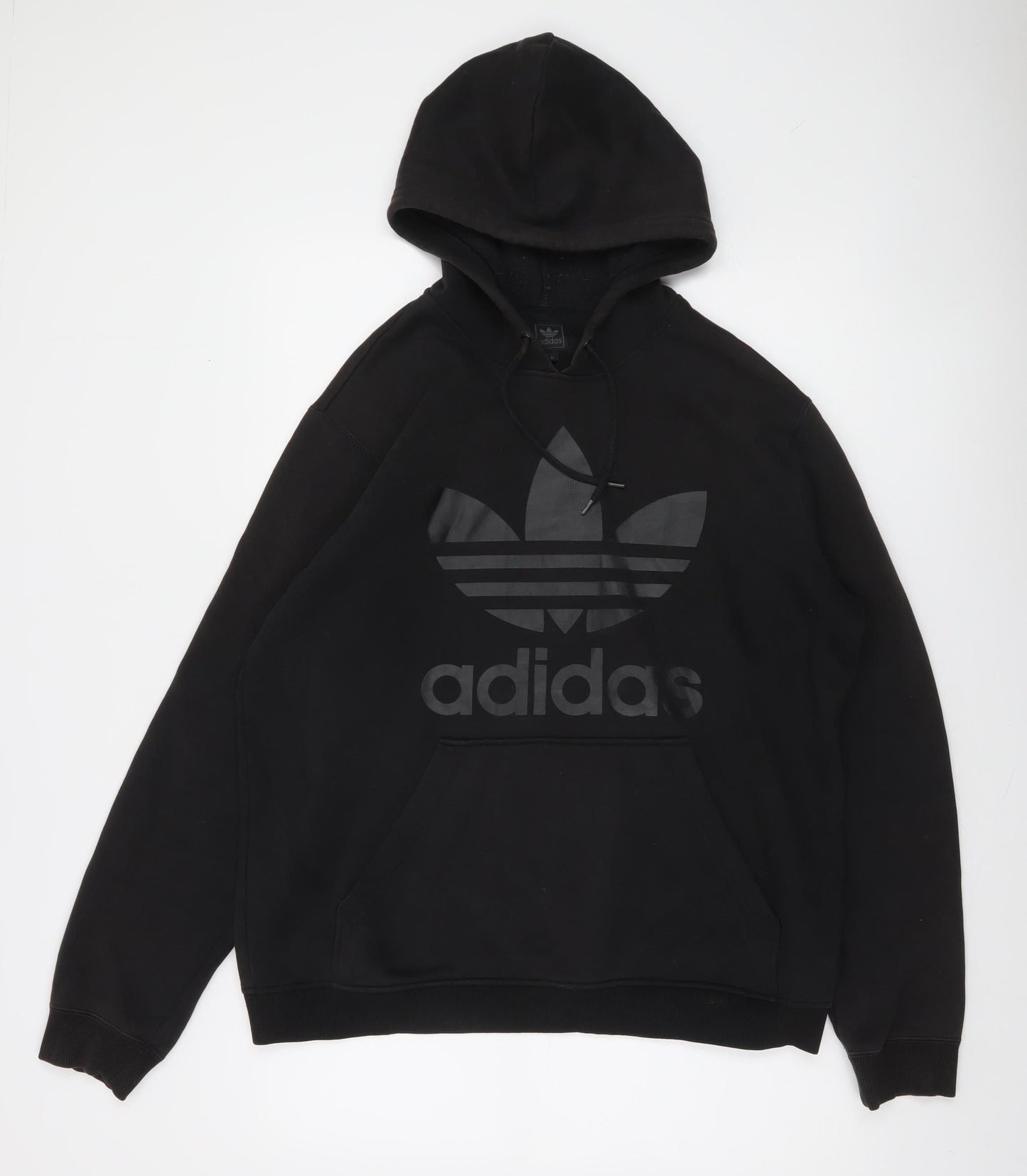 Adidas Men’s Black Pullover Hoodie Medium Fleece Logo Sweatshirt