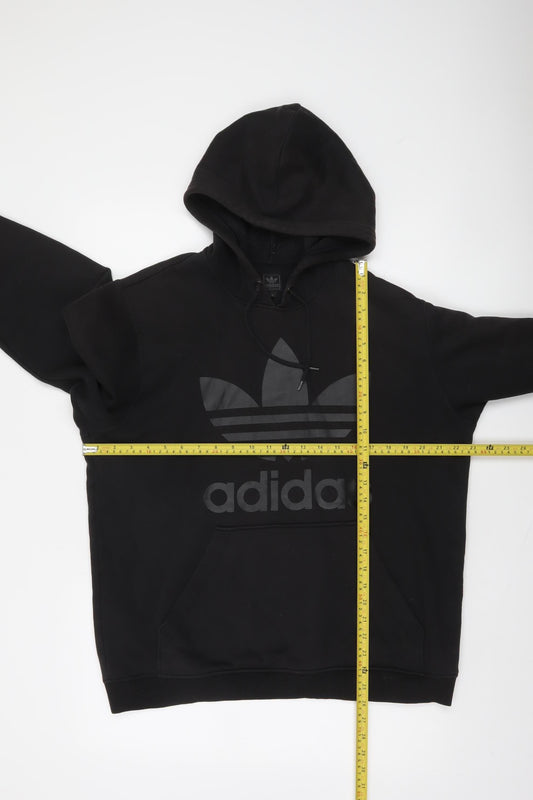 Adidas Men’s Black Pullover Hoodie Medium Fleece Logo Sweatshirt